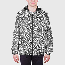Куртка с капюшоном мужская Абстрактный фон органических линий, цвет: 3D-черный — фото 2