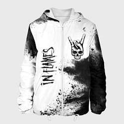 Куртка с капюшоном мужская In Flames и рок символ на светлом фоне, цвет: 3D-белый