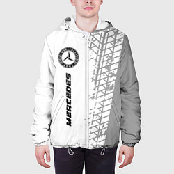 Куртка с капюшоном мужская Mercedes speed на светлом фоне со следами шин: по-, цвет: 3D-белый — фото 2