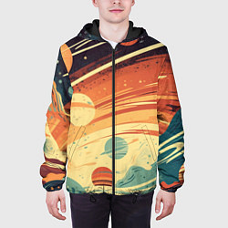 Куртка с капюшоном мужская Абстрактный арт нейросети, цвет: 3D-черный — фото 2