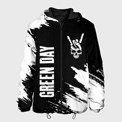 Куртка с капюшоном мужская Green Day и рок символ на темном фоне, цвет: 3D-черный