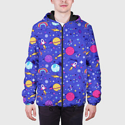 Куртка с капюшоном мужская Планеты и кометы, цвет: 3D-черный — фото 2