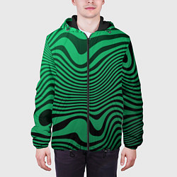 Куртка с капюшоном мужская Абстрактный узор волн, цвет: 3D-черный — фото 2