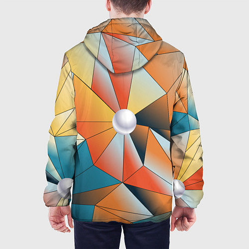 Мужская куртка Жемчужина - градиент из полигональных треугольнико / 3D-Белый – фото 4