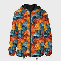 Куртка с капюшоном мужская Волны ярких красок, цвет: 3D-черный