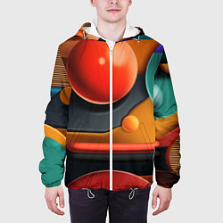 Куртка с капюшоном мужская Геометрия фигур, цвет: 3D-белый — фото 2