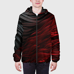 Куртка с капюшоном мужская Темно-красная текстура, цвет: 3D-черный — фото 2