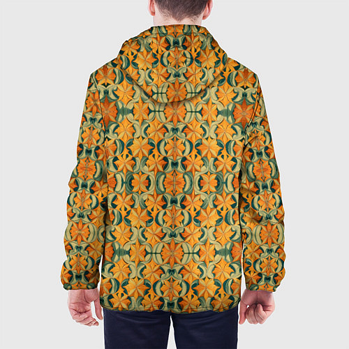 Мужская куртка Растительный оранжевый паттерн / 3D-Черный – фото 4