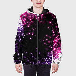Куртка с капюшоном мужская Неоновые звезды - neon, цвет: 3D-черный — фото 2
