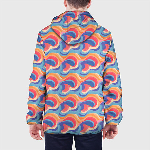 Мужская куртка Абстрактные волны яркие цвета / 3D-Белый – фото 4