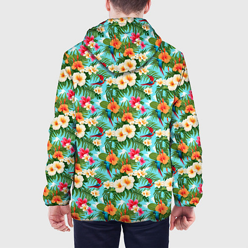 Мужская куртка Цветочки гавайский стиль / 3D-Черный – фото 4