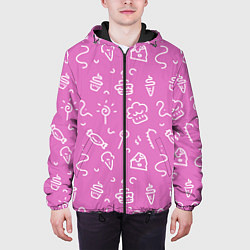Куртка с капюшоном мужская Розовые сладости, цвет: 3D-черный — фото 2