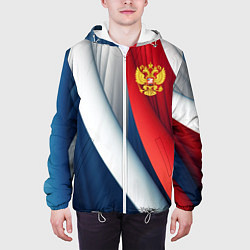 Куртка с капюшоном мужская Герб России абстракция, цвет: 3D-белый — фото 2