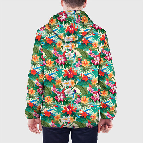 Мужская куртка Яркие гавайские цветы / 3D-Белый – фото 4