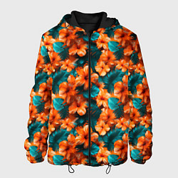Мужская куртка Оранжевые цветы гавайские