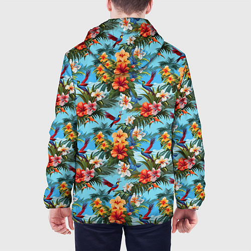 Мужская куртка Паттерн с цветами / 3D-Белый – фото 4