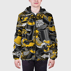 Куртка с капюшоном мужская Кеды и граффити урбан стайл, цвет: 3D-черный — фото 2