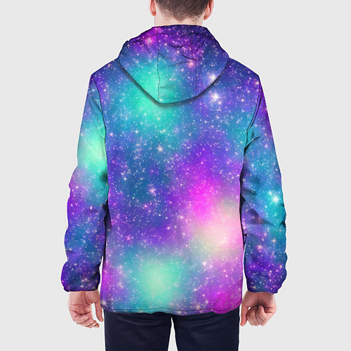 Мужская куртка Яркий розово-голубой космос / 3D-Черный – фото 4