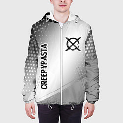 Куртка с капюшоном мужская CreepyPasta glitch на светлом фоне: надпись, симво, цвет: 3D-белый — фото 2