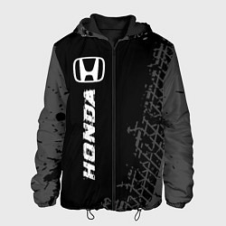 Куртка с капюшоном мужская Honda speed на темном фоне со следами шин: по-верт, цвет: 3D-черный