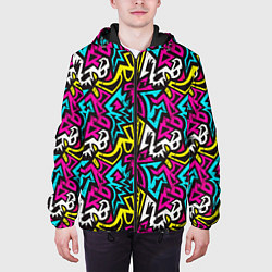 Куртка с капюшоном мужская Цветные зигзаги Colored zigzags, цвет: 3D-черный — фото 2