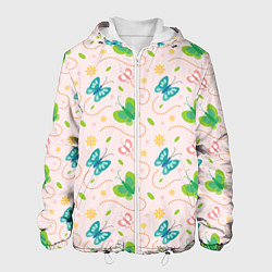 Куртка с капюшоном мужская Прекрасные бабочки, цвет: 3D-белый