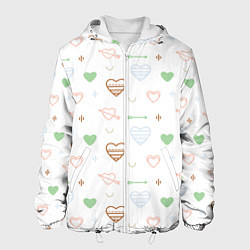 Куртка с капюшоном мужская Cute hearts, цвет: 3D-белый