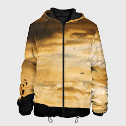 Куртка с капюшоном мужская Предрассветное облачное небо, цвет: 3D-черный