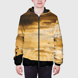 Куртка с капюшоном мужская Предрассветное облачное небо, цвет: 3D-черный — фото 2