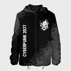 Куртка с капюшоном мужская Cyberpunk 2077 glitch на темном фоне: надпись, сим, цвет: 3D-черный