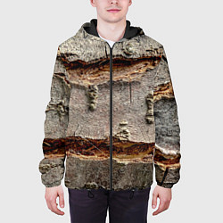 Куртка с капюшоном мужская Деревянный разлом, цвет: 3D-черный — фото 2