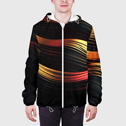 Куртка с капюшоном мужская Золотистые линии абстракт, цвет: 3D-белый — фото 2