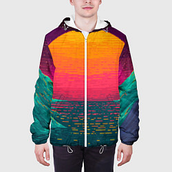 Куртка с капюшоном мужская Синтовый закат, цвет: 3D-белый — фото 2