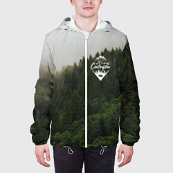 Куртка с капюшоном мужская Я из Сибири на фоне леса, цвет: 3D-белый — фото 2