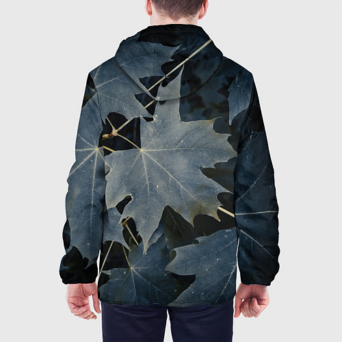 Мужская куртка Листовый синий паттерн / 3D-Черный – фото 4