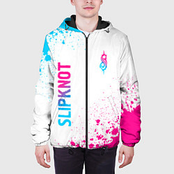Куртка с капюшоном мужская Slipknot neon gradient style: надпись, символ, цвет: 3D-черный — фото 2