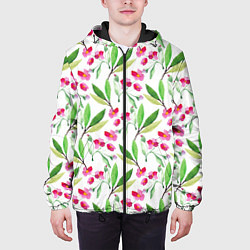 Куртка с капюшоном мужская Tender flowers, цвет: 3D-черный — фото 2