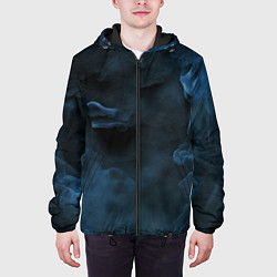 Куртка с капюшоном мужская Синий туман текстура от нейросети, цвет: 3D-черный — фото 2