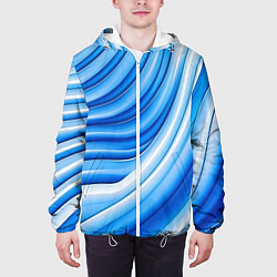 Куртка с капюшоном мужская Волнистая полосатая текстура от нейросети, цвет: 3D-белый — фото 2