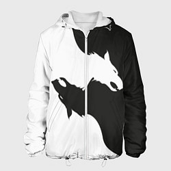 Куртка с капюшоном мужская Волк инь ян, цвет: 3D-белый