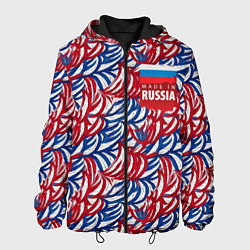 Куртка с капюшоном мужская Флаг России и узоры, цвет: 3D-черный