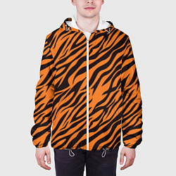 Куртка с капюшоном мужская Полоски тигра - tiger, цвет: 3D-белый — фото 2