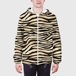 Куртка с капюшоном мужская Шкура зебры и белого тигра, цвет: 3D-белый — фото 2