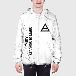 Куртка с капюшоном мужская Thirty Seconds to Mars glitch на светлом фоне: над, цвет: 3D-белый — фото 2