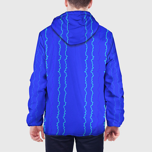 Мужская куртка Кривые линии ярко-синий / 3D-Белый – фото 4