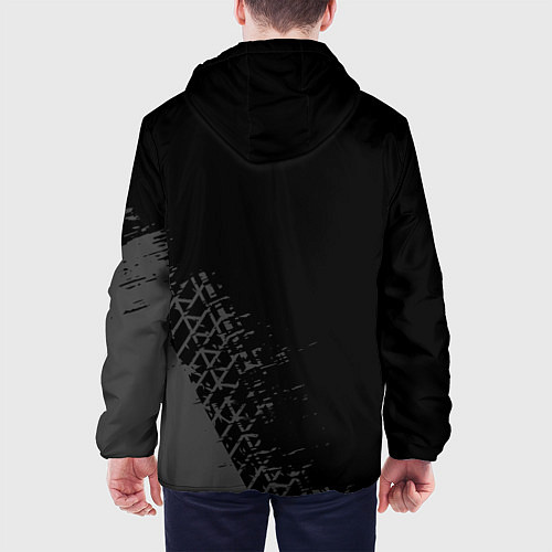 Мужская куртка Lifan speed на темном фоне со следами шин: надпись / 3D-Черный – фото 4
