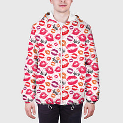 Куртка с капюшоном мужская Поцелуи - kiss, цвет: 3D-белый — фото 2