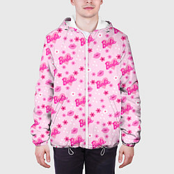 Куртка с капюшоном мужская Барби, сердечки и цветочки, цвет: 3D-белый — фото 2