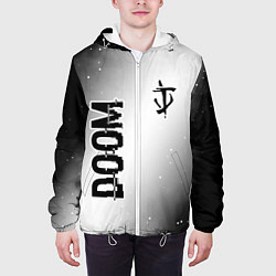 Куртка с капюшоном мужская Doom glitch на светлом фоне: надпись, символ, цвет: 3D-белый — фото 2