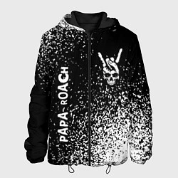 Куртка с капюшоном мужская Papa Roach и рок символ на темном фоне, цвет: 3D-черный
